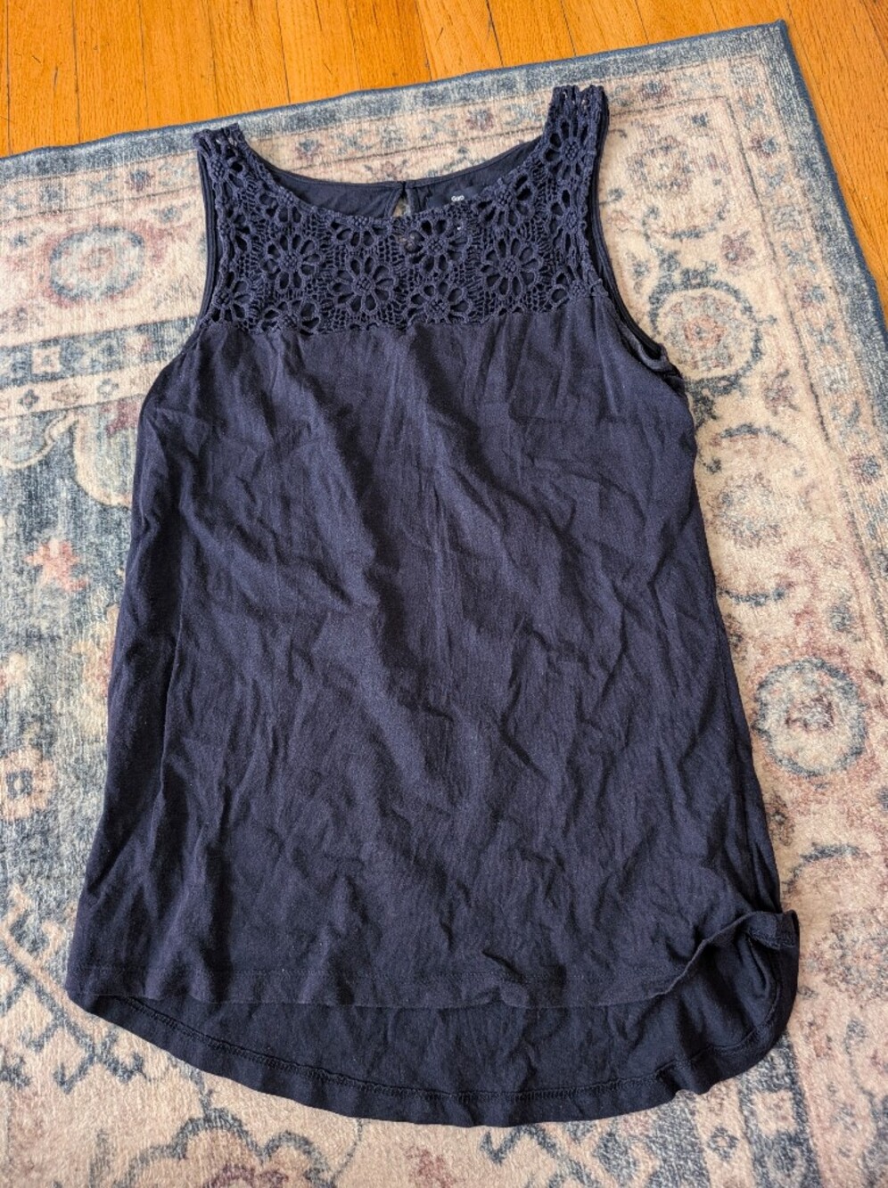 Women’s Navy Crochet-Detail Tanktop